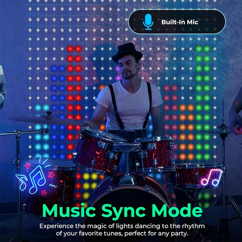 400 светодиодов Smart Curtain Lights App Control LED String RGB Fairy Lights USB DIY Text Pattern Music Change Display Party Room Decor
