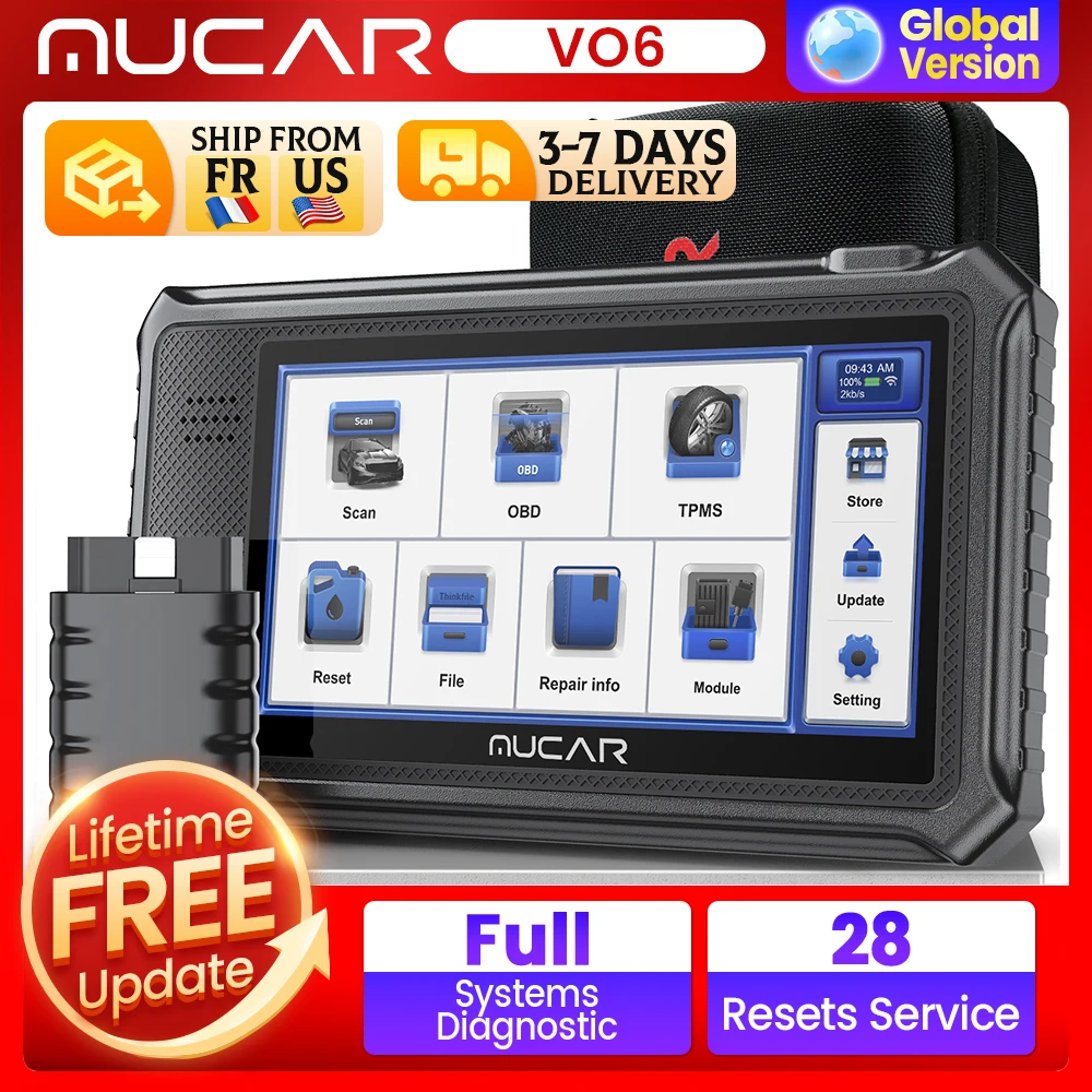 THINKCAR MUCAR VO6 Professionelle Autodiagnosetools, vollständige Systemdiagnose, 28 Resets, lebensfreier Obd2-Scanner, automatischer VIN-Codeleser