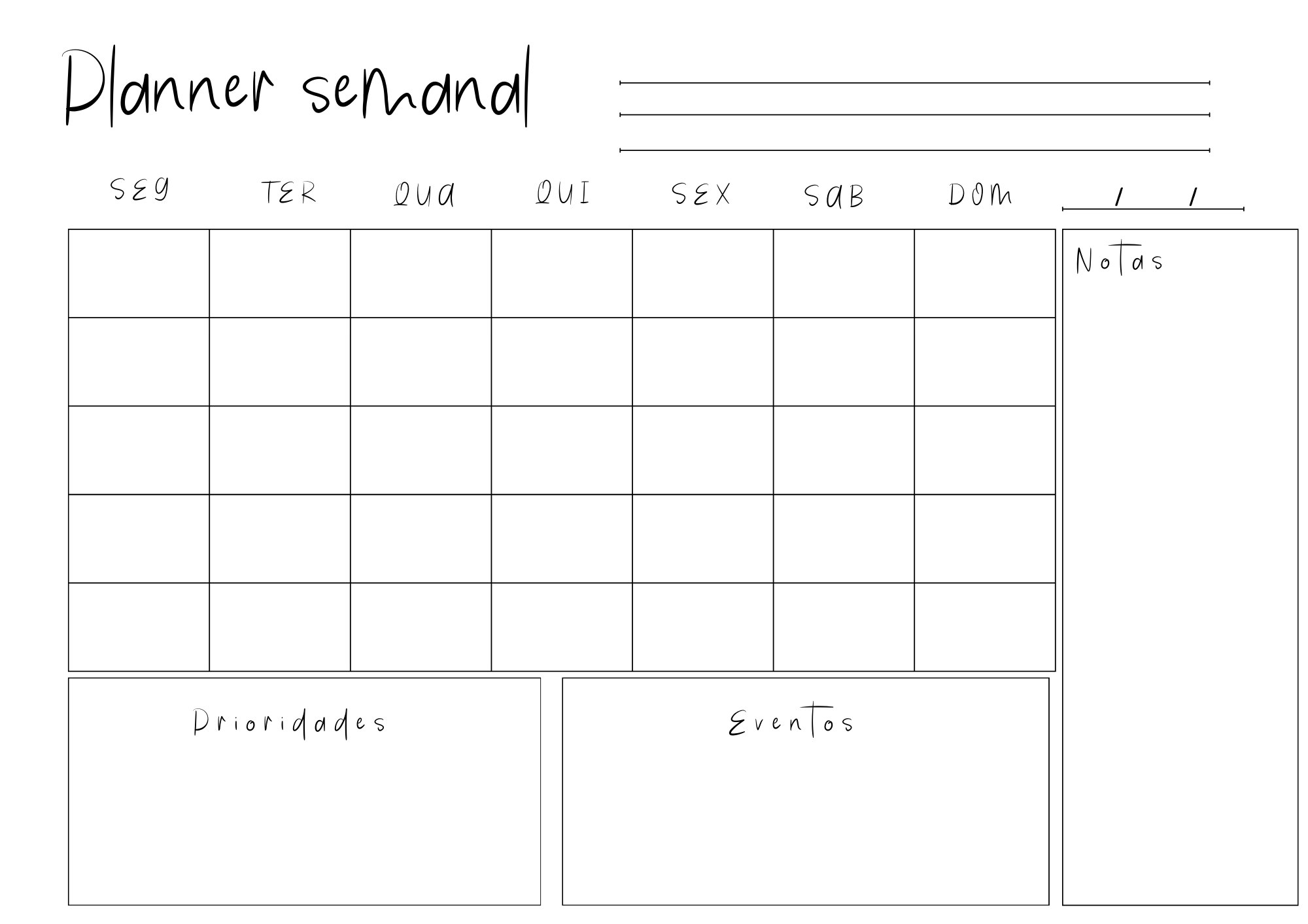 Planner De Mesa Semanal  A3 Não Datado 52 Folhas