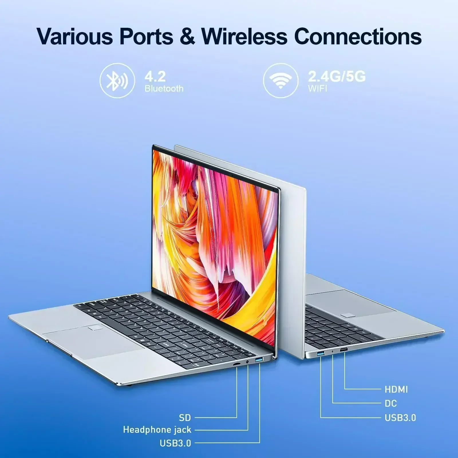 Ordinateur portable avec empreinte digitale rétroéclairée, 15.6 pouces, 32 Go de RAM, DDR4, SSD 2 To, Windows 11, PC Gamer Intel N5095, ordinateur de bureau