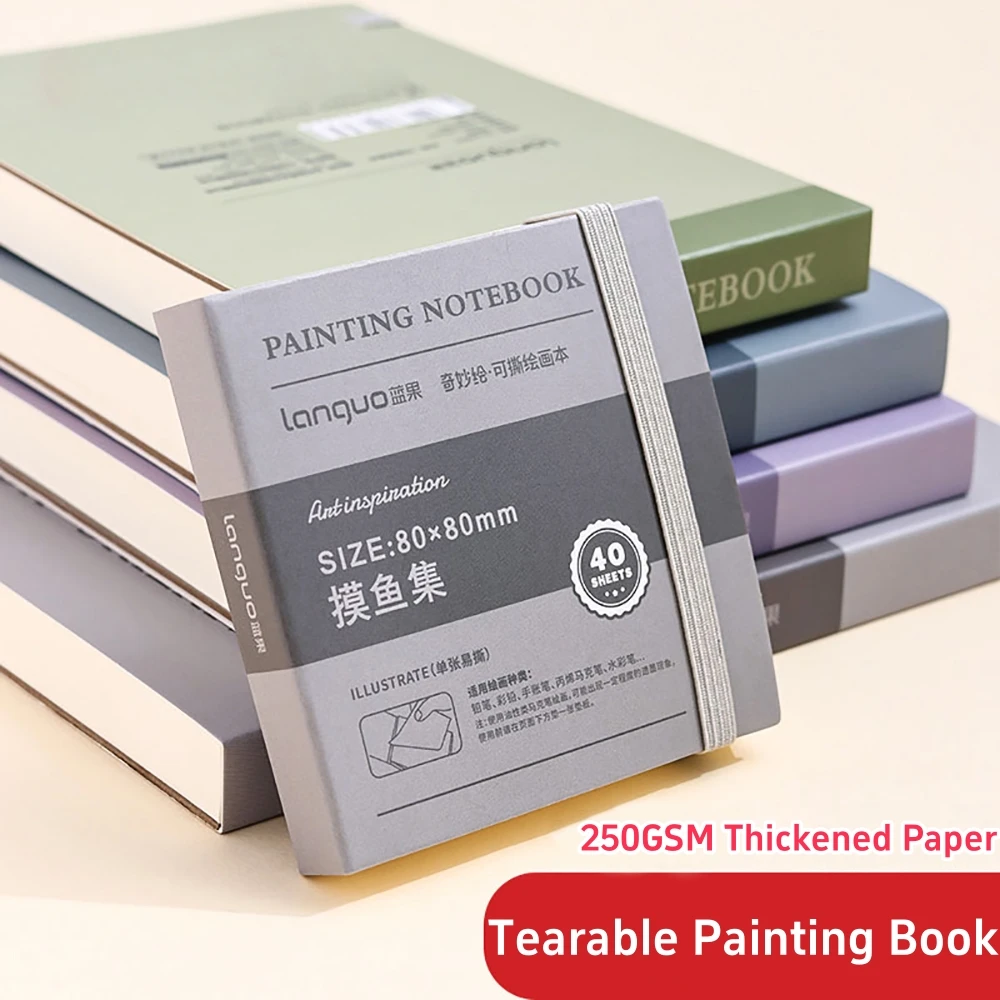 40 Sheets Portable Drawing Sketchbook  Thick White Cardboard Mini Graphite Art Book for Watercolor Painting