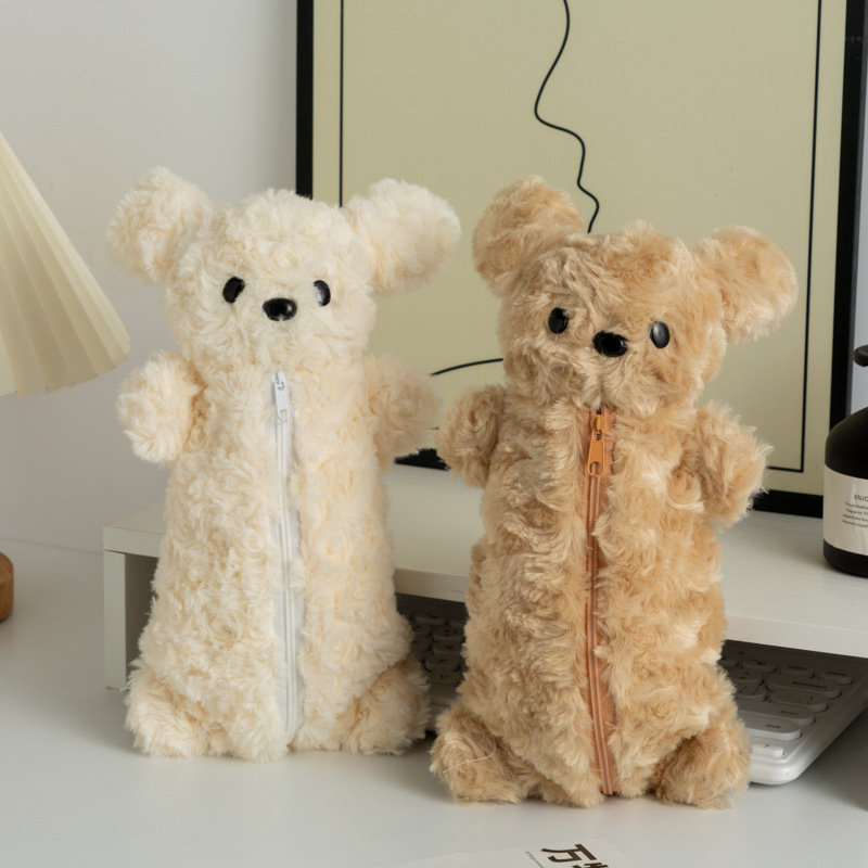 Korea Style Puppy Pencil Case Soft Plush School Stationary Big Capacity Pen Bag For Student  Stationary