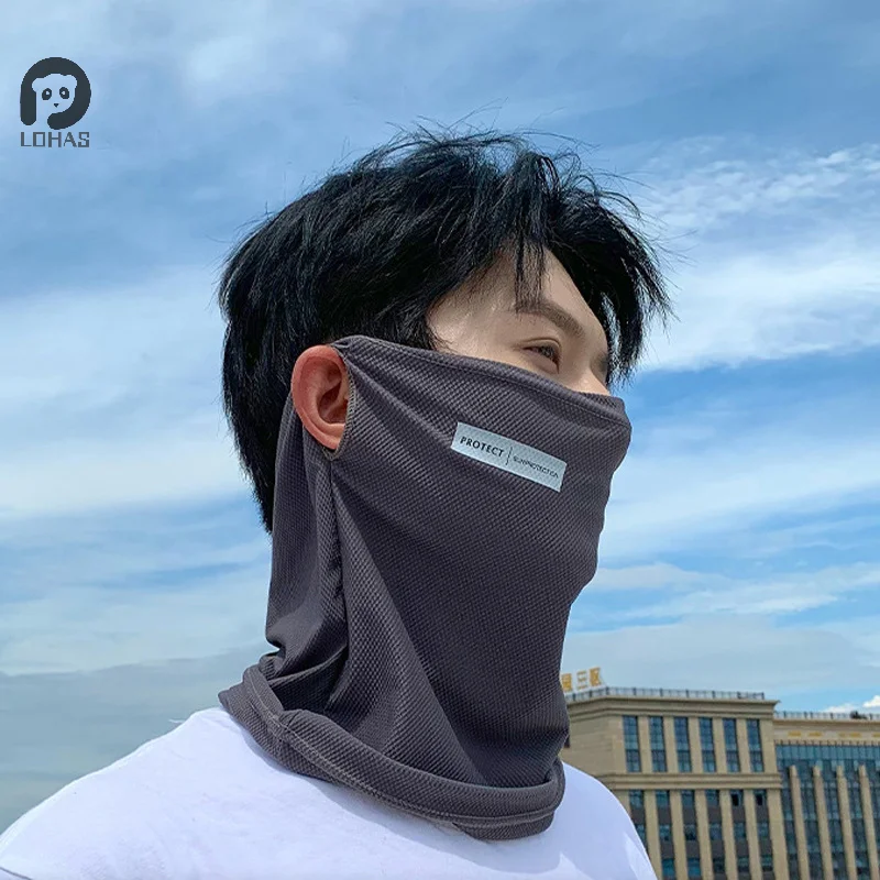 Sommer Eis Seide Sonnencreme Maske Für Männer Frauen Outdoor Radfahren Gesicht Abdeckung Einfarbig Neck Wrap UV Schutz Ohr Bandana Schal