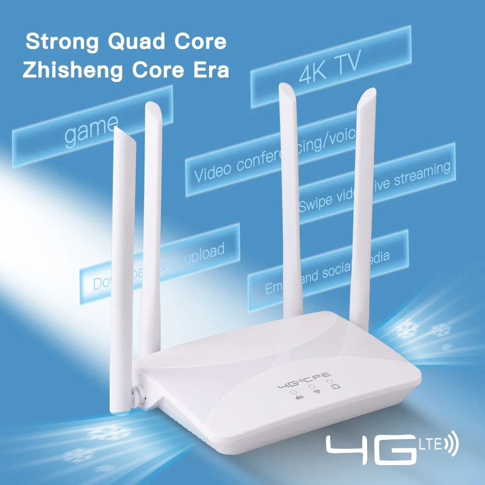 KuWFi 4G LTE CPE-router 300 Mbps draadloze thuisrouter 3G 4G SIM 2.4G wifi-router RJ45 WAN LAN Draadloos 4G-modem Ondersteuning 10 apparaten