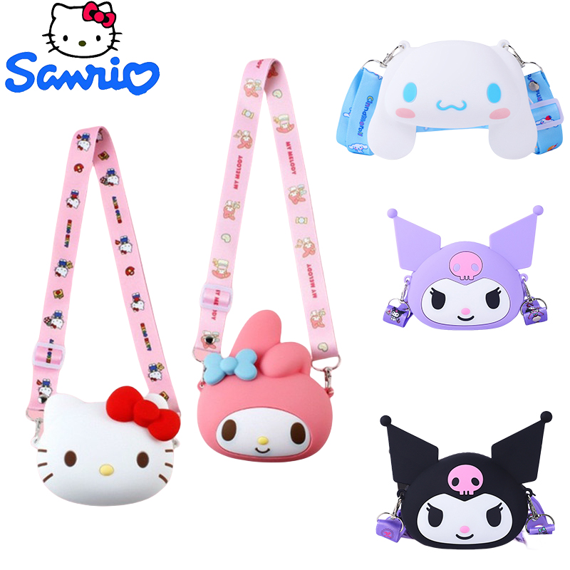 Bolso de hombro Kawaii Sanrio, bolso de silicona Kuromi, bolso mensajero de Hello Kitty, monedero My Melody Cinnamoroll, regalo de juguetes para niños