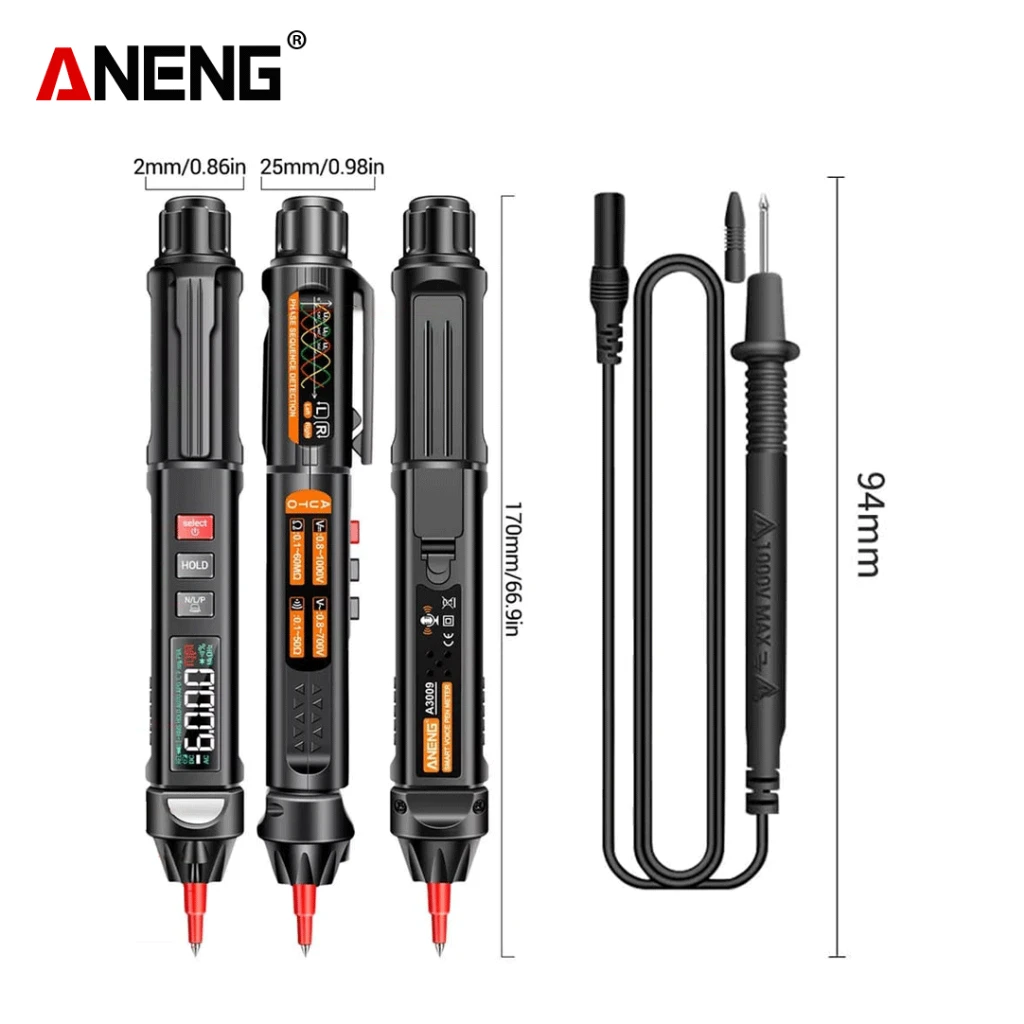 ANENG A3009 Pro ประเภทปากกามัลติมิเตอร์อัจฉริยะ Voice Broadcast ปากกาเครื่องทดสอบ Multimetro ดิจิตอล DC AC แรงดันไฟฟ้าสายเครื่องมือทดสอบ