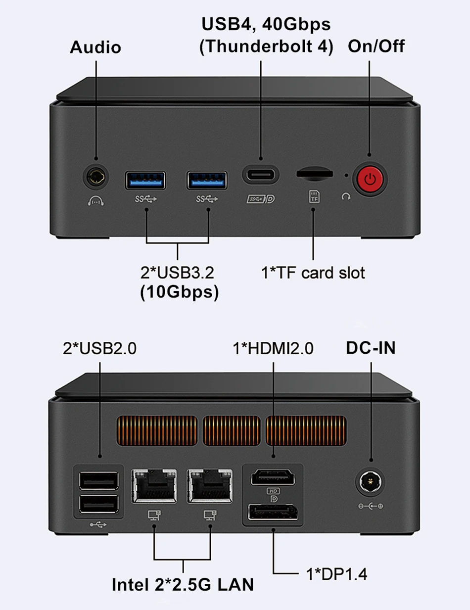 Topton AI Gaming Mini PC Intel Core Ultra 9 185H 7 155H Thunderbolt 4 2x2.5G LAN 2xDDR5 2xM.2 SSD slot Windows 11 Komputer WiFi6
