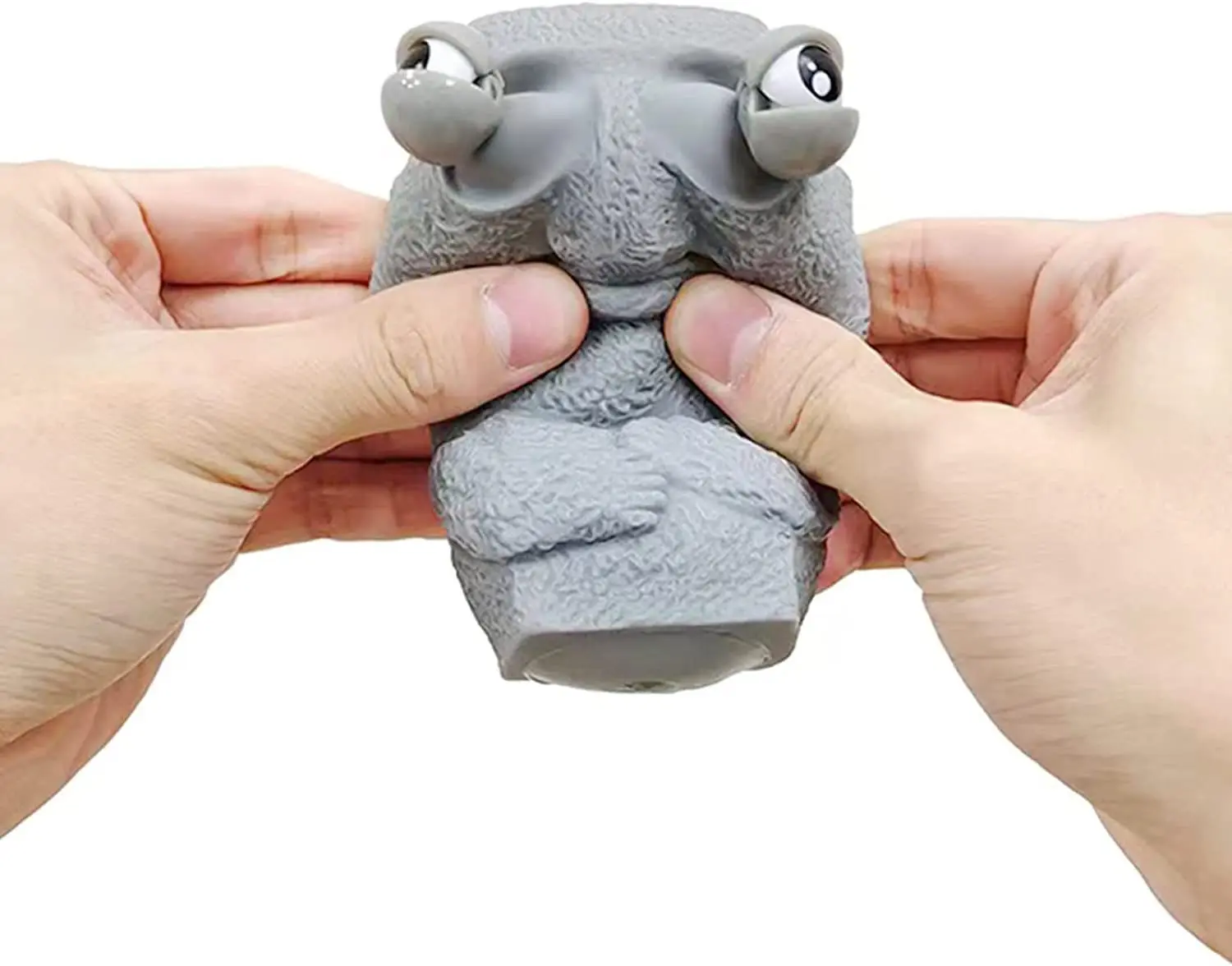 Homem de pedra lança brinquedo de estresse rebota lentamente estátua Moai macia espremer olhos interessados expressão relaxa o estresse presente das crianças