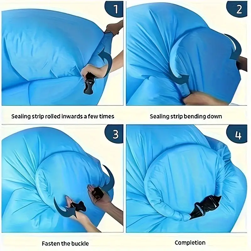 Portable Folding Single Air Sofa Outdoor Fast Inflatable Sofa Bed No Air Pump Required Beach Sleeping Bag Camping Picnic Partner