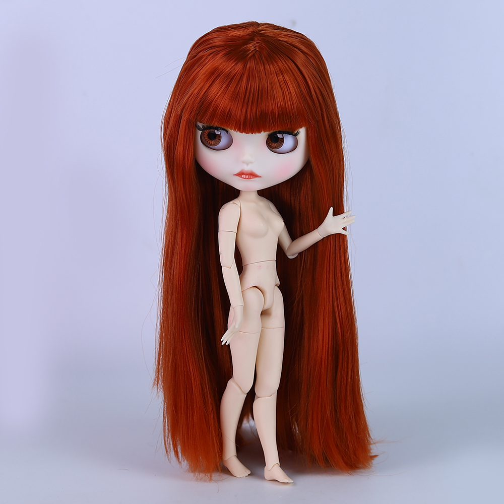 ICY DBS Blyth doll 1/6 BJD Customized nude joint body with white skin, glossy face,blue background is matte face girl gift, toy