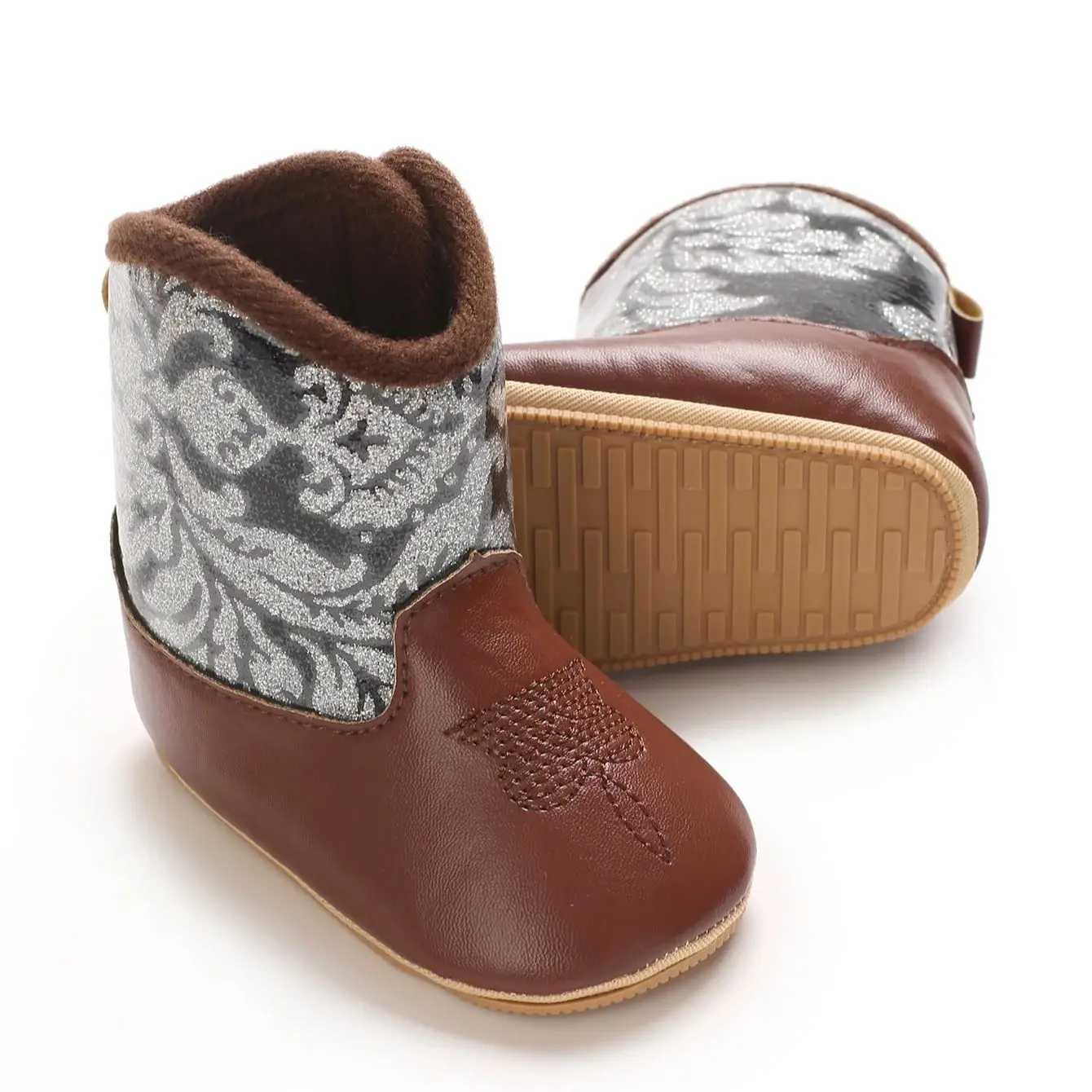Botas de cowboy para bebês - estilo ocidental |   Sapatos de primeira caminhada com sola macia para recém-nascidos e pré-escolares