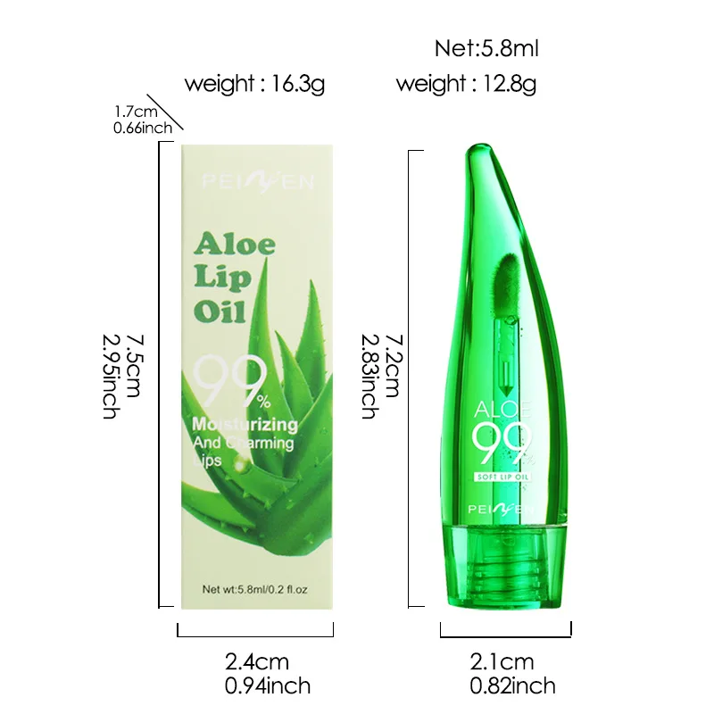 Bálsamo labial com mudança de temperatura de aloe vera 99%, anti-secura, hidratante de longa duração, produto líquido transparente para cuidados com os lábios