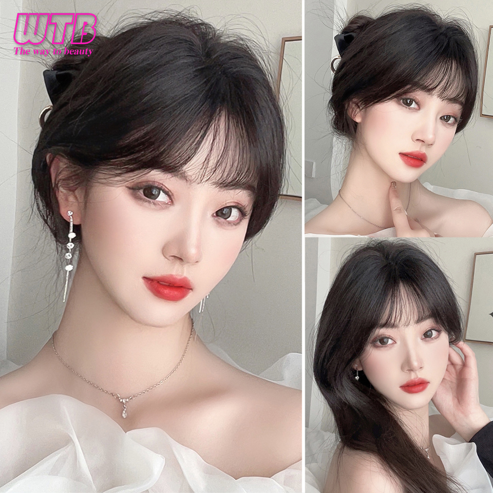 Wtb-female合成フリンジ、3Dフリンジ、自然ふわふわ、ヘッド交換、白の髪をカバー、偽の包帯