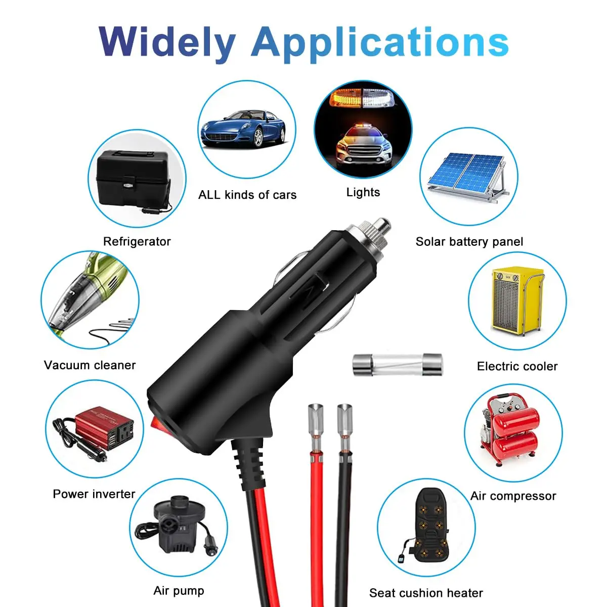 Draagbare 12V Aan Uit Schakelaar Knop voor autolader Verlengkabel Socket Cord Auto sigarettenaansteker plug kabel mannelijke connector