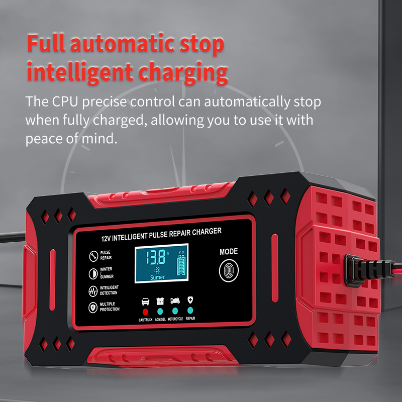 6A 12V intelligente auto-acculader Auto- en motorfietsaccu-oplaadeenheid Loodzuuraccu Reparatie LCD-scherm