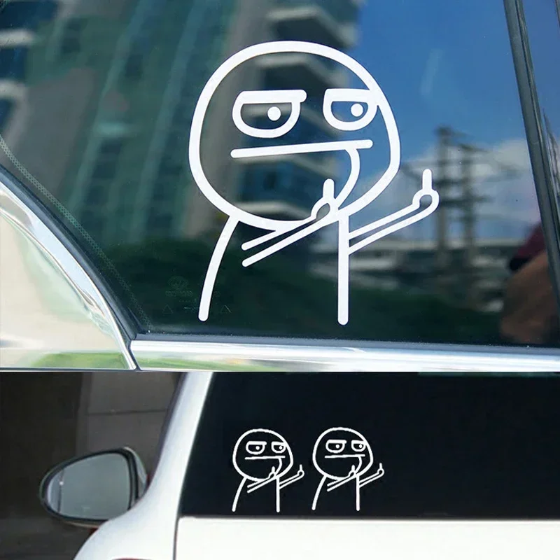 ตลกนิ้วกลาง Troll Face Meme 5PCS สติกเกอร์สําหรับกันชน Art เด็กตกแต่งการ์ตูนอะนิเมะน่ารักรถบ้านกระเป๋าเดินทาง