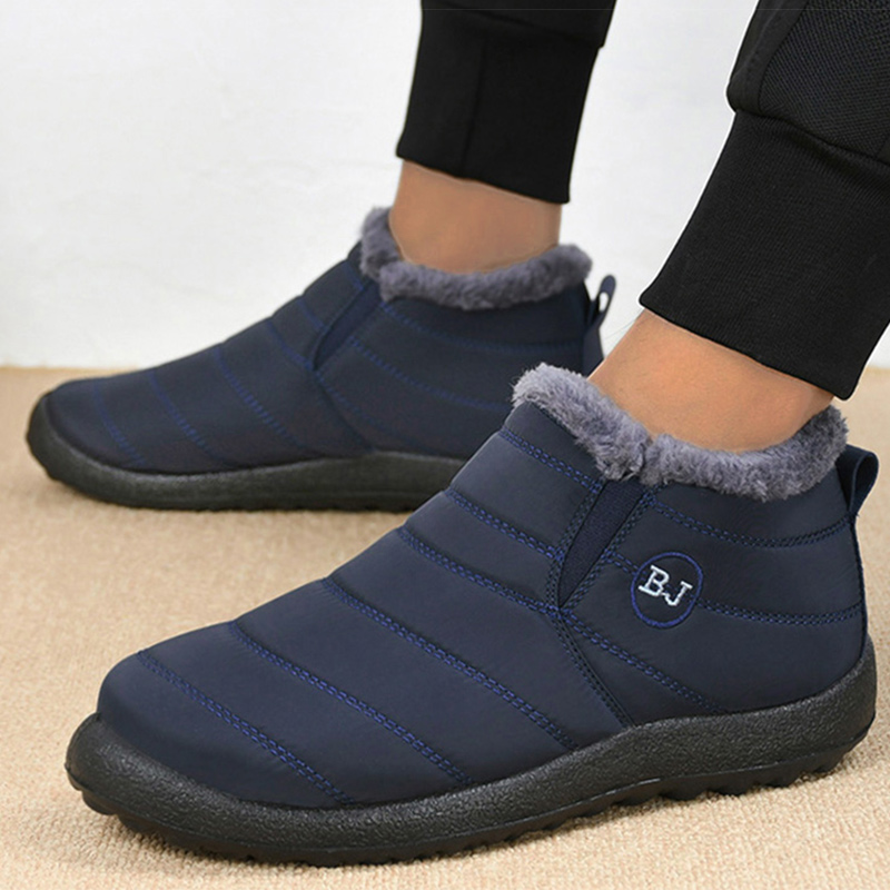 メンズブーツスリップオン冬の靴男性の毛皮のアンクルブーツ防水スノーブーツ冬 Chaussure オムカジュアルブーツ男性のための