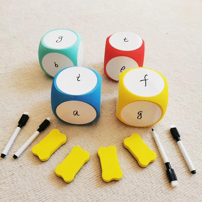 1 Pc DIY Blank Dice Write On/Wipe Off Dice Portable Cleanable Blank Game Cubes for Classroom Teaching Dry Erase Outside Dice