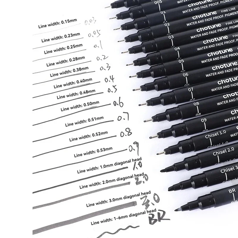 3/15 Spitzen schwarze Pigment-Mikrostift-Fineliner-Tintenstifte, Zeichnungskünstler-Illustrationsstifte Multiliner zum Skizzieren, Anime-Manga-Design