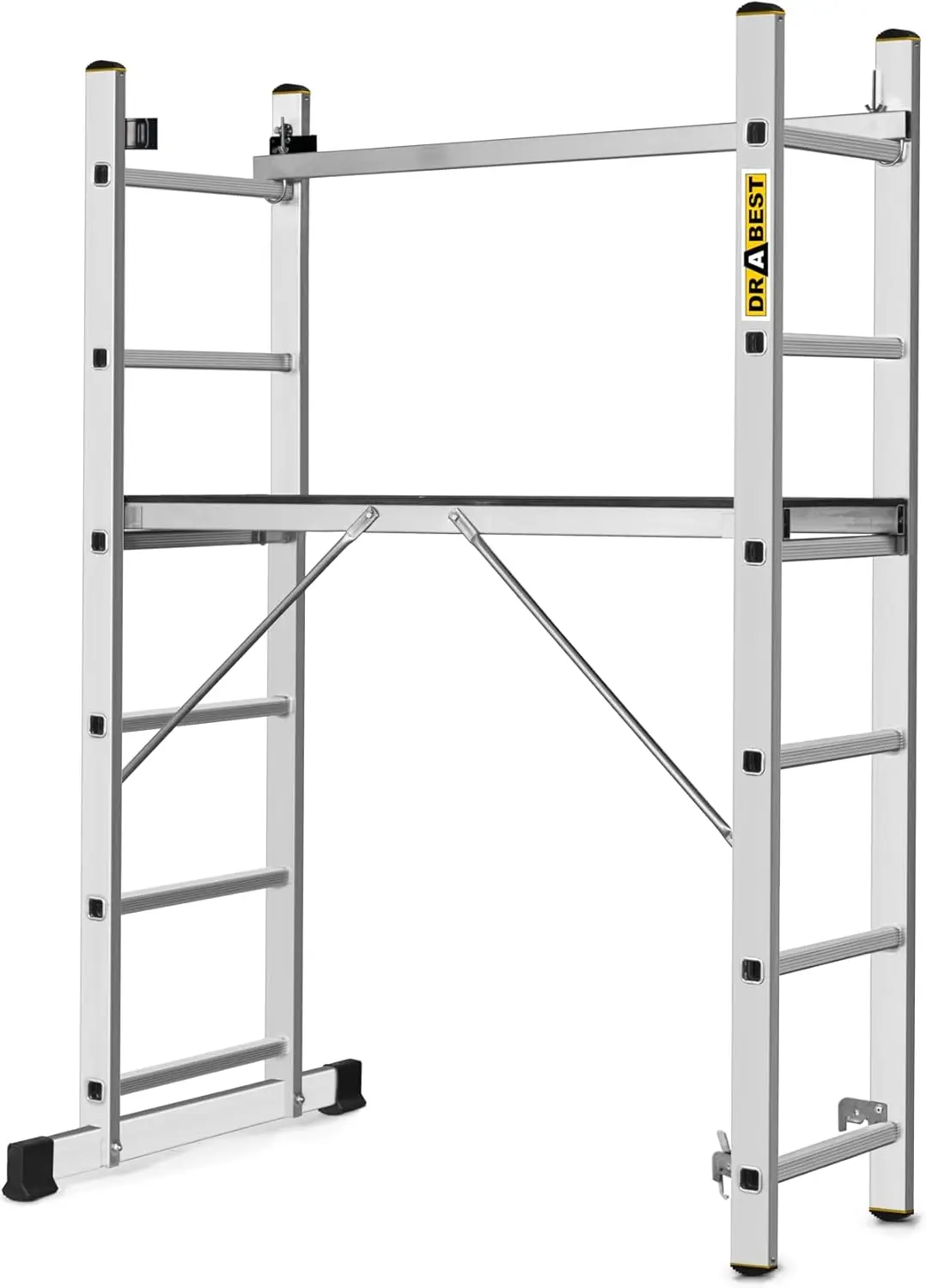 Escalera de aluminio 3 en 1 - Escalera de tijera, escalera simple y andamio - 2x6 peldaños - Altura de trabajo hasta 2,97 m - P