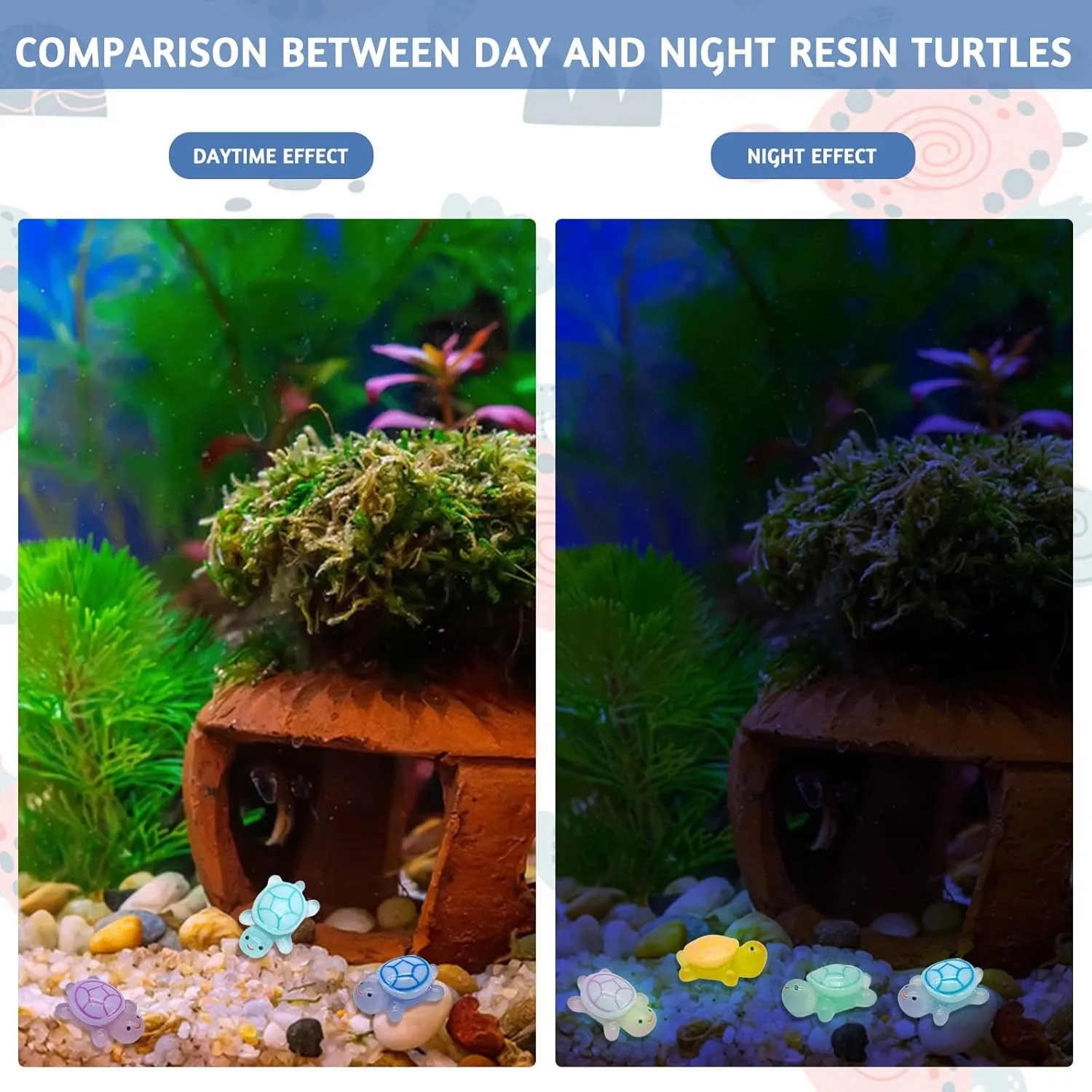 20/50/100 PCS น่ารัก Mini Luminous เต่าเครื่องประดับเรืองแสงใน Dark MiniTurtle Micro Landscape ของเล่นเด็กตกแต่งบ้านของขวัญ
