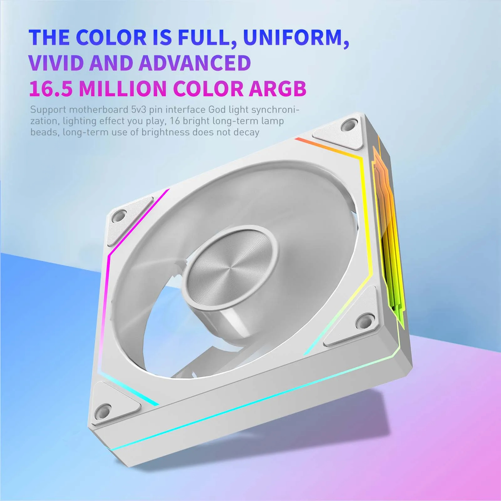 UPSIREN UF-2 PRISM 5 PRO Вентилятор для корпуса компьютера 12 см ARGB 4-контактный ШИМ Тихий охлаждающий вентилятор 12 В Большой объем воздуха 45,2 куб. футов/800-1800 об/мин