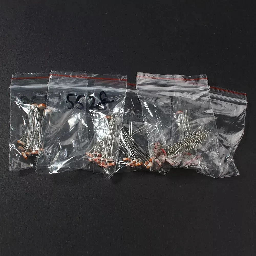 50 Uds foto resistencia sensible a la luz GL5506 GL5516 GL5528 GL5537 GL5539 Kit de fotorresistencia resistencia fotoconductora