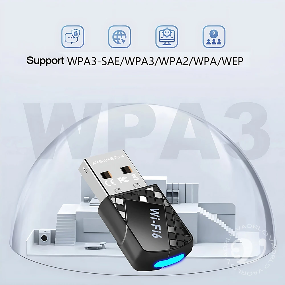 2 IN 1 WIFI6 AX900 USB WiFi Network Card Bluetooth 5.4 Wireless Adapter Dual Band 2.4G+5GHz 900Mbps Receiver Dongle For Win10/11