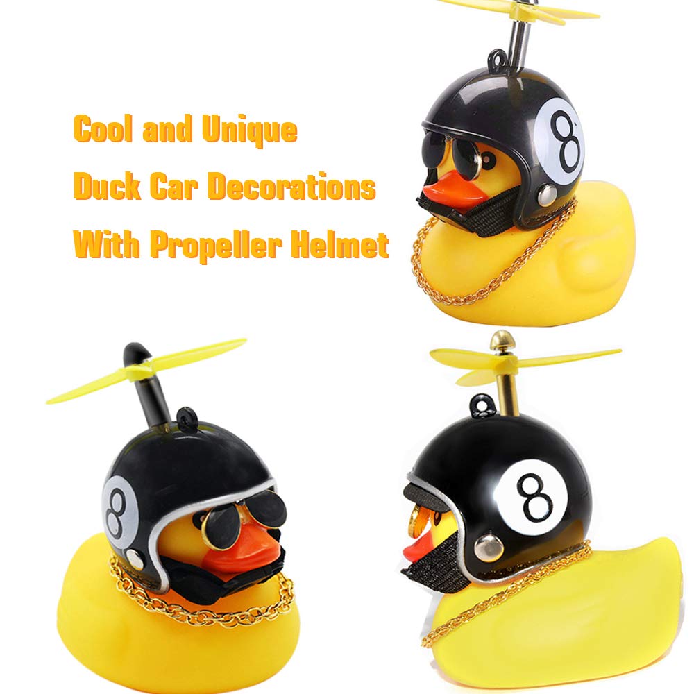 10PC Car Rubber Duck Toy Wholesale With Helmet Dashboard Decorations Ornament Yellow Duck with Propeller Necklace Wholesale Duck