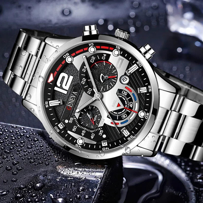 Reloj de pulsera de cuarzo para Hombre, cronógrafo de lujo, de acero inoxidable, luminoso, informal, de negocios