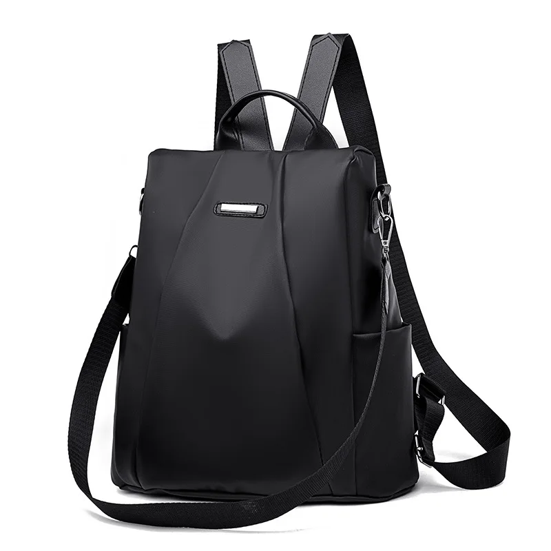 Zaino da donna multifunzionale con tracolla staccabile di grande capacità, leggero, impermeabile, in nylon di nuova moda, in tinta unita
