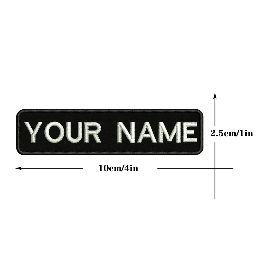 1PC 10cmX2.5cm Custom Personalized Name number Patch Stripes Badge tags chevrons Armband Iron On Or Hook Loop embroidered
