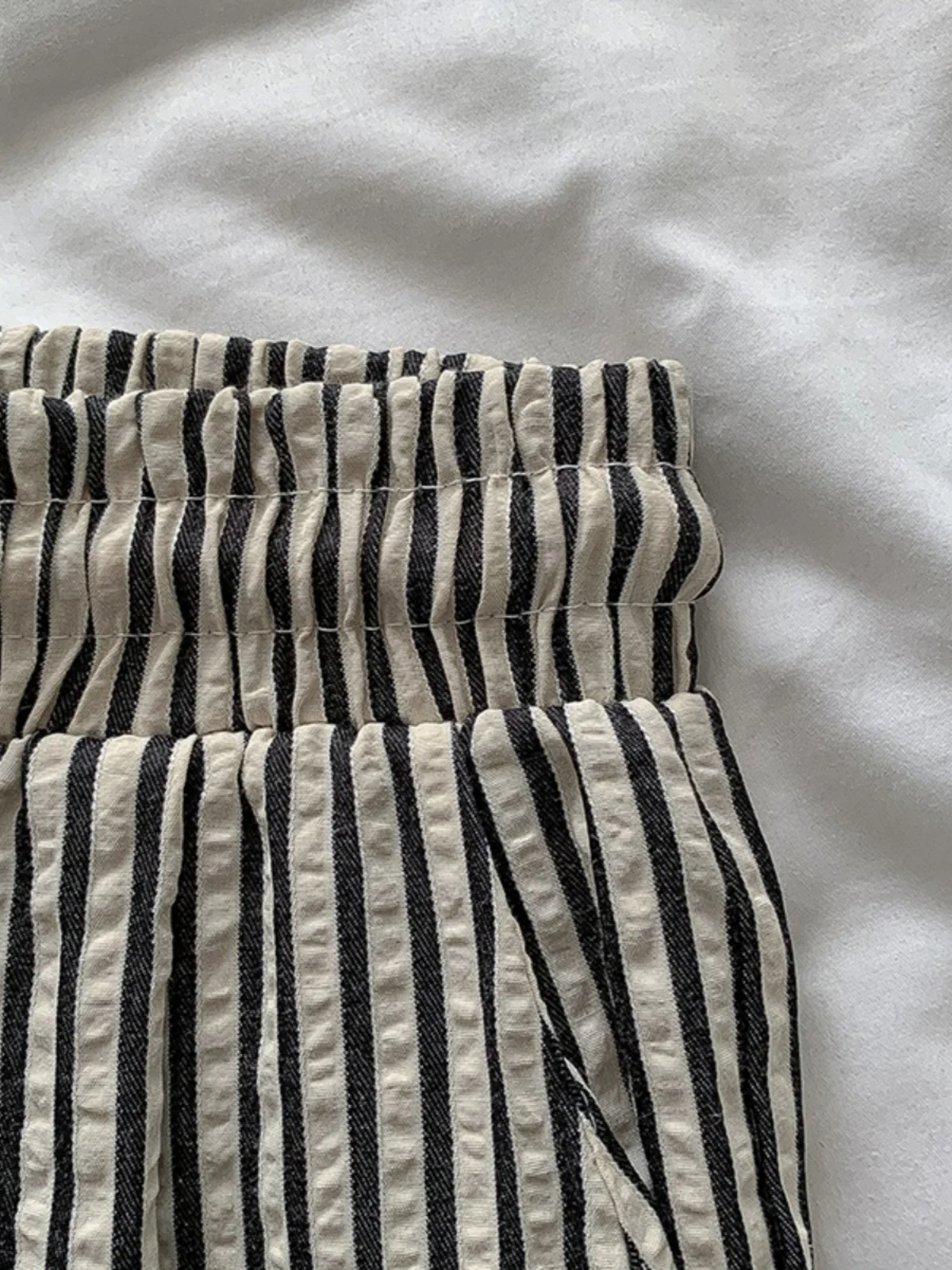 Calças Casuais tradas Estilo Coreano para Mulheres, Verão, Cintura Alta Elástica, Finas, Retas e Longas, Moda para o Dia a...