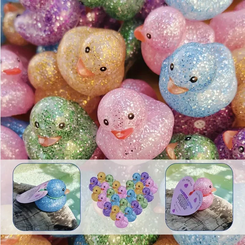 Sparkling Glitter Ducks - Perfect for Party & Holiday Decorations Tabletop Display, Festive Ornaments