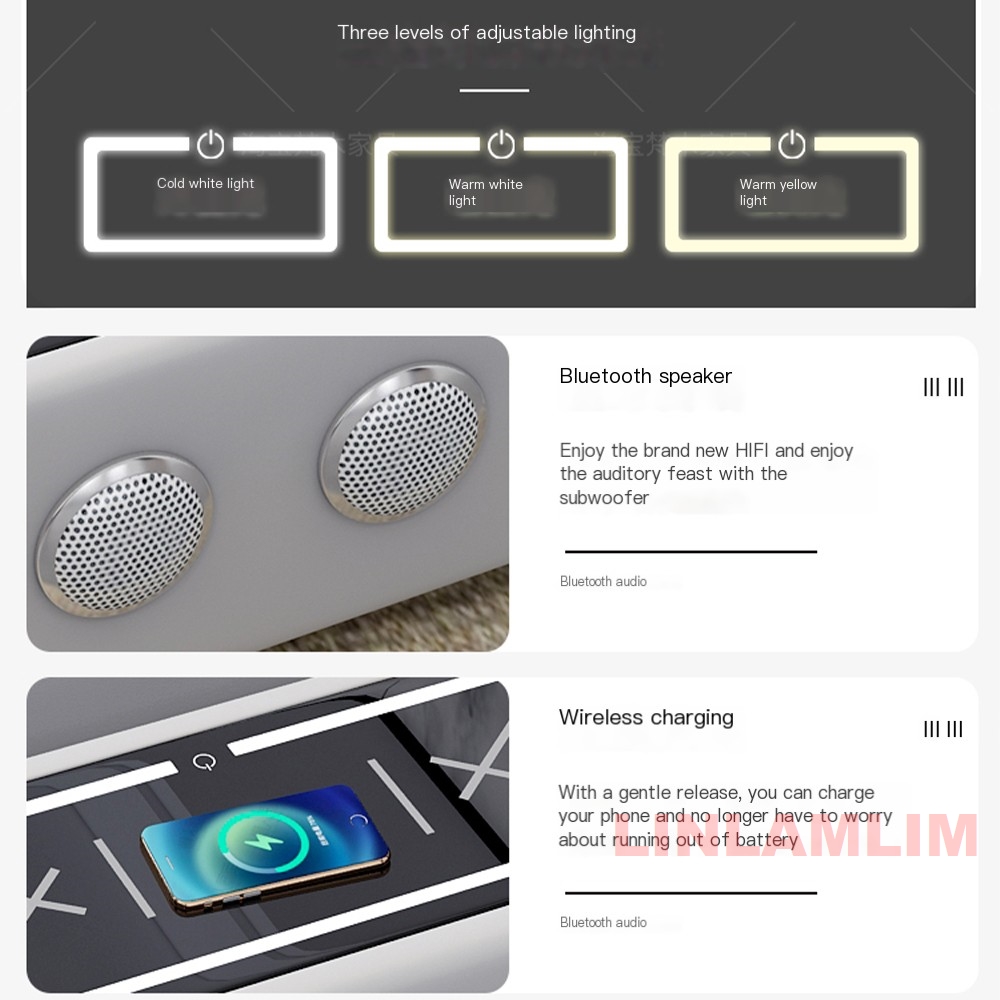 MANBAS Juego de sofás seccionales de tela científica moderna con chaise lounge, altavoces Bluetooth y puertos de carga USB para sala de estar