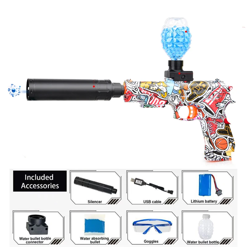 เด็กของเล่นกลางแจ้งไฟฟ้าเจลปืนลูกบอลน้ํา Bullet ปืนพกฤดูร้อนเล่นยิง Interactive Party เกมเด็กผู้ใหญ่