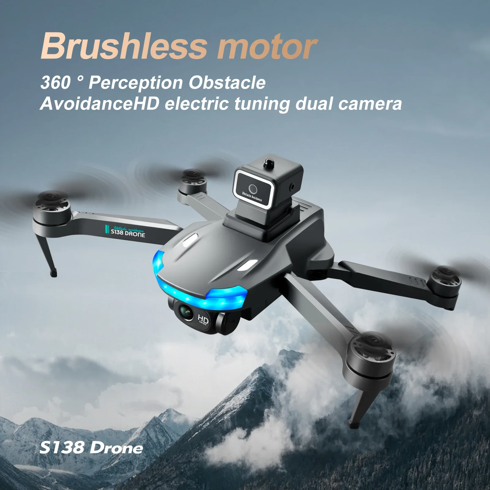 S138 GPS Dron 4K Câmera Dupla Profissional 5G Wifi FPV 360 °   Evitar obstáculos dobrável Quadcopter RC Drone Bateria dupla brinquedos para presente
