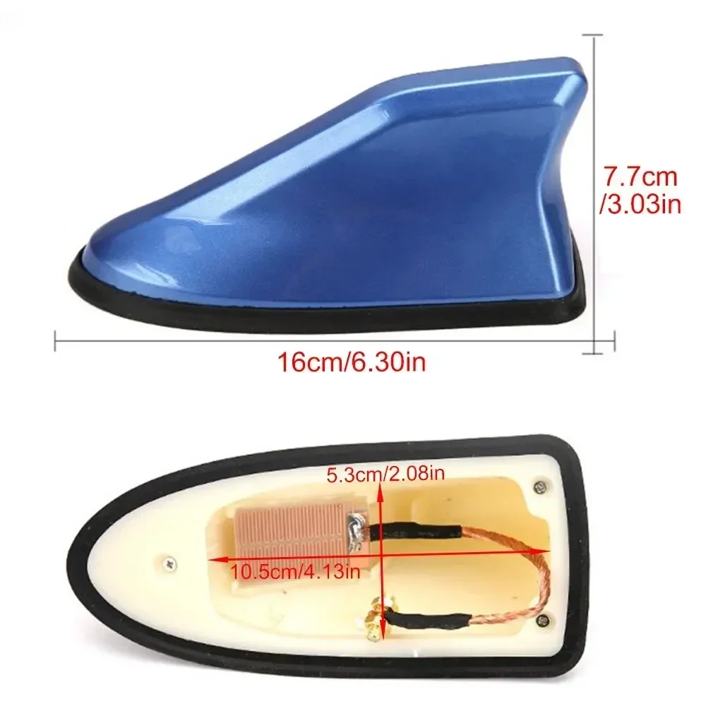 Antena universal de rádio para carro, antena decorativa à prova d'água para teto de barbatana de tubarão com base de alça adesiva com função de rádio FM/AM