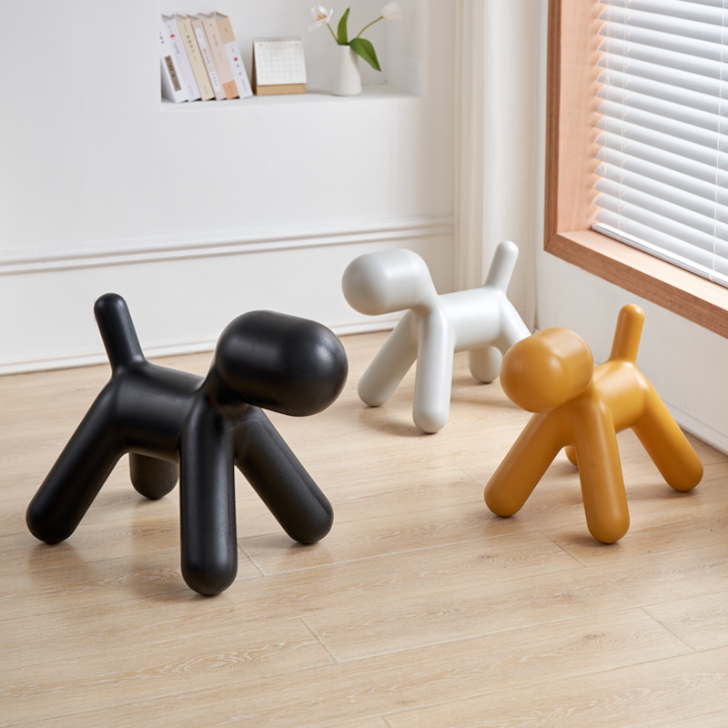 Taburete nórdico para cambio de zapatos, silla de plástico con diseño creativo de animales de dibujos animados para perro, venta al por mayor, muebles para el hogar