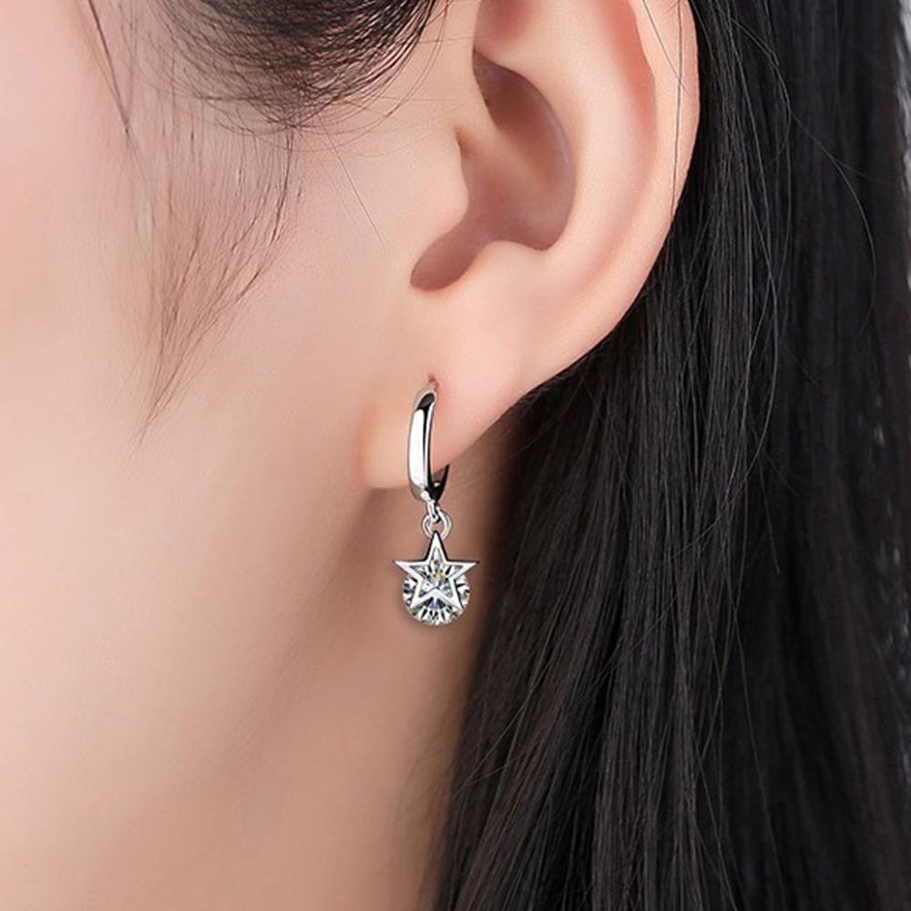 925 Sterling Silver Crystal Star Charm Stud Earrings For Women 2022 Grils Kids Wedding Gift Female pendientes mujer moda