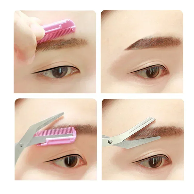Wenkbrauwschaar met kam Ontharing Scheerapparaat Wenkbrauwen Vormgeven Make-up Tool Karsyngirl 1 Stuks Veilige Wenkbrauwtrimmer Roestvrij staal