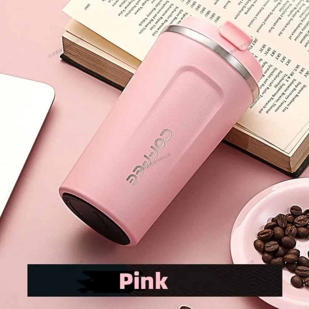 Taza de café de acero inoxidable de 380ml/510ml, Taza térmica de viaje, termo a prueba de fugas, botella de té y café, termo de estilo empresarial para oficina