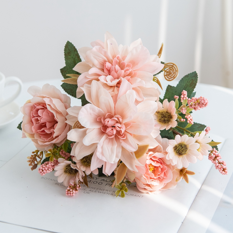 1 unidad, gran oferta, flor Artificial de seda, Dahlia, rosa, Margarita, decoración navideña para el hogar, bonsái, habitación, boda, ramo de novia, caja Diy para fiesta