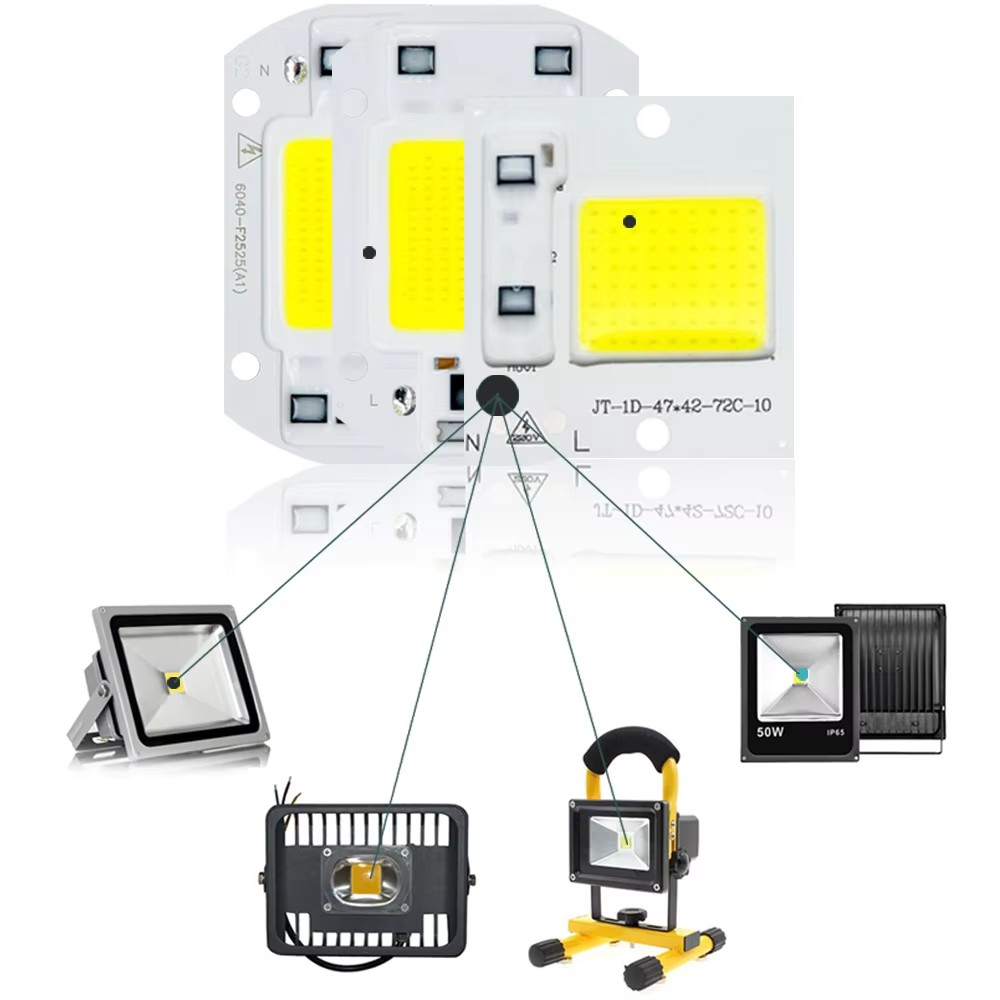Chip lampada a Led Cob 10W 20W 30W 50W 220V Smart Ic Non è necessario driver 3W 5W 7W 9W Lampada a lampadina a Led per faretto luce di inondazione Illuminazione fai da te