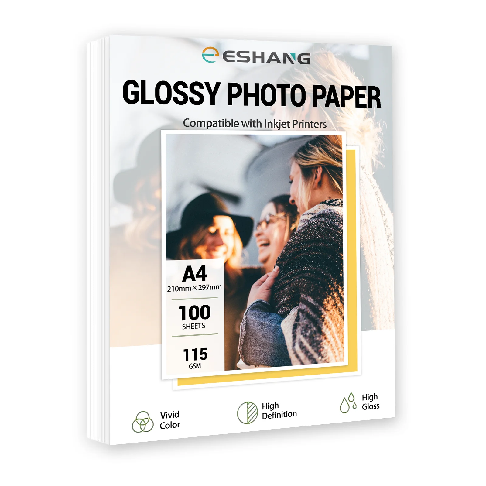 100 fogli di carta fotografica lucida monofacciale A4 da 115 g/m2 per la stampa a getto d'inchiostro - Fogli di carta per stampa fotografica di qualità premium