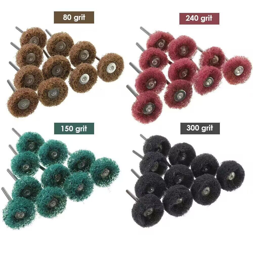 50pcs Mini Drill Abrasive Brush Nylon Buffing Polishing Wheel with 2.35mm Shank Grinding Sanding Head  for Dremel Rotary Tool