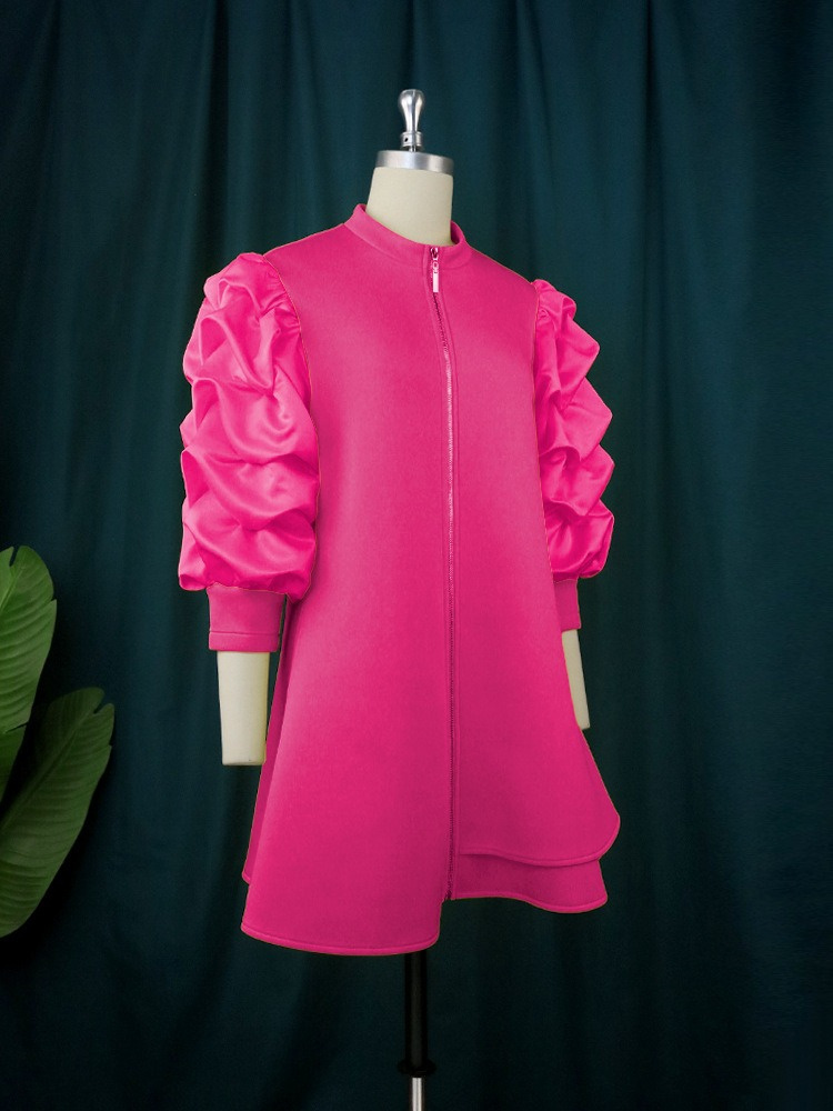 Женское свободное платье с длинным рукавом, на молнии