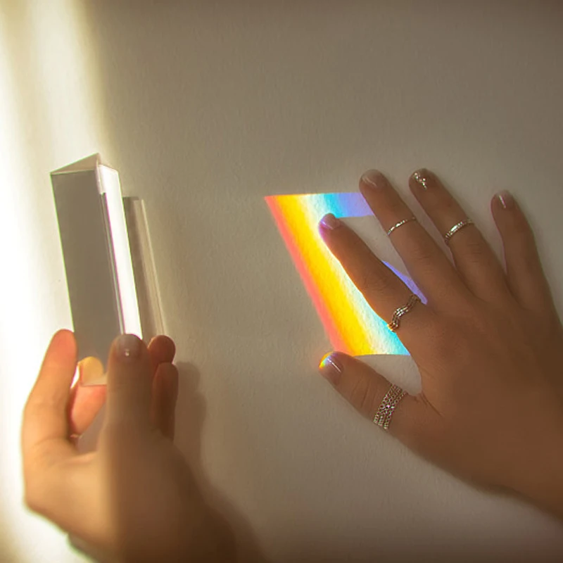 25x25x80mm Triangular Prism Optical Prisms Glass Physics Teaching Refracted Light Spectrum Rainbow