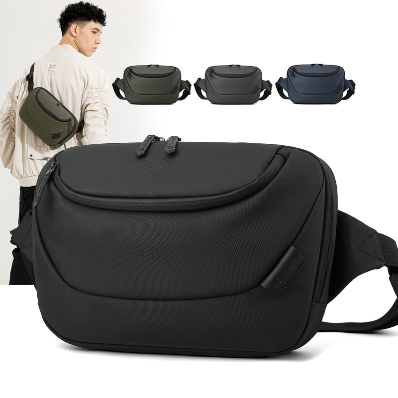 Riñonera multifunción de nailon para hombre, bolso cruzado impermeable, informal, para el pecho