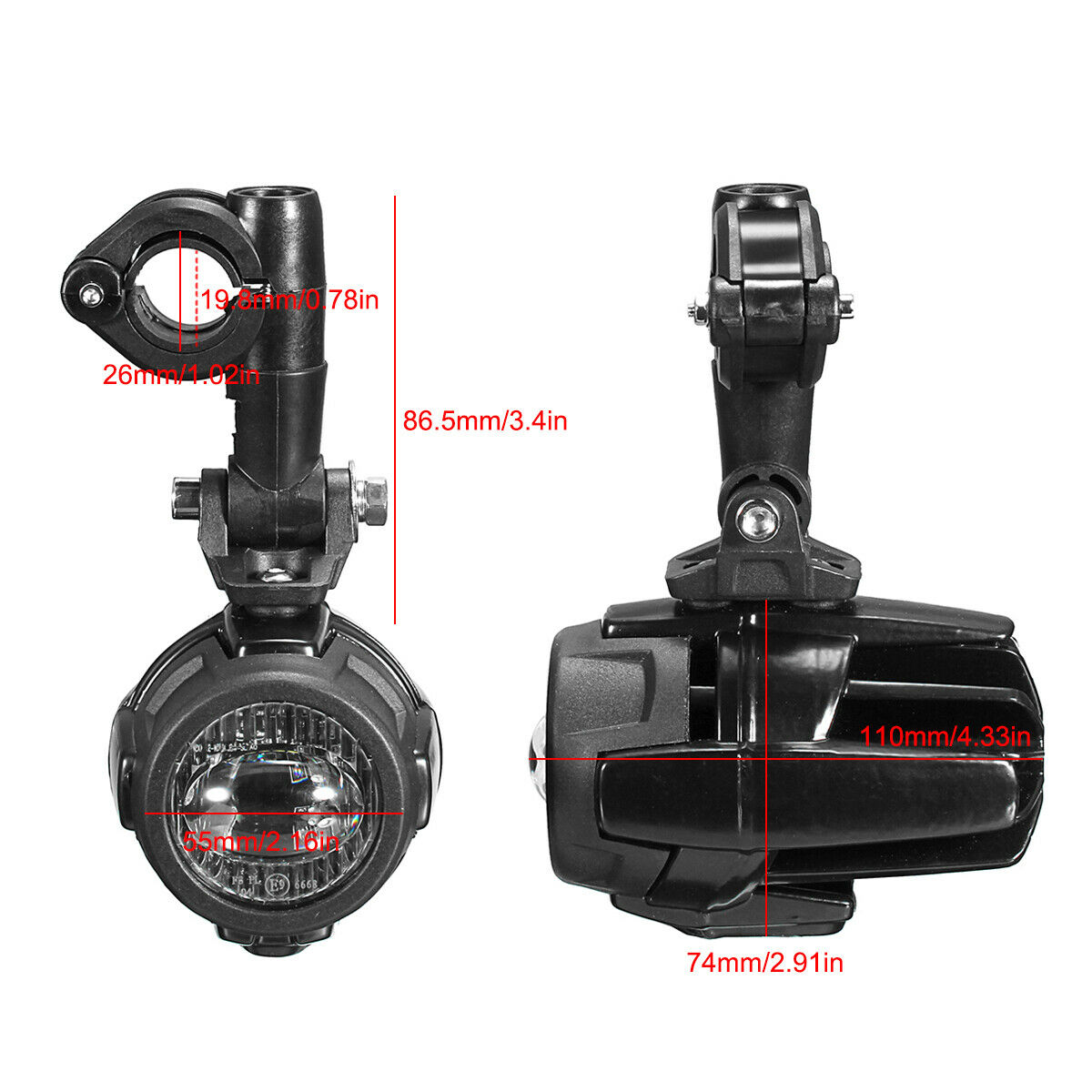 LED auxiliary headlight + mounting kit for BMW headlights GS 1200 1250 F800GS R1100GS F700GS black With Relay Wiring Harness